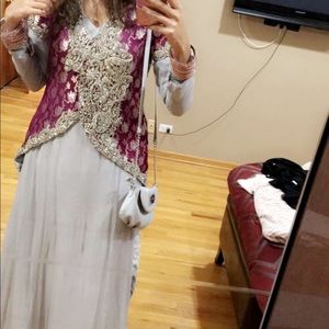 Gown style shalwar kameez with coat